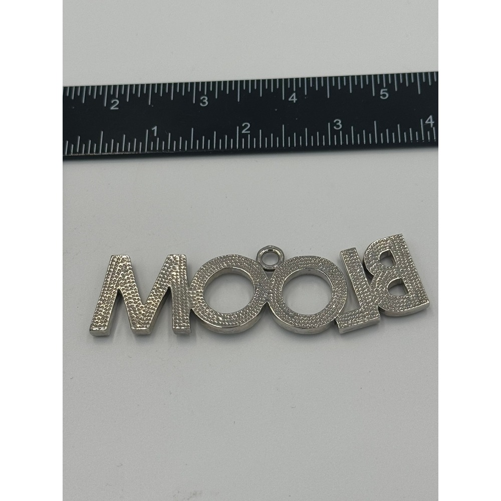 Silver Tone BLOOM Rhinestone Word Pendant‎ Statement Charm Jewelry - Picture 5 of 5